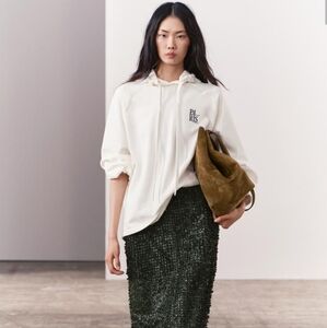 EMBROIDERED HOODIE SWEATSHIRT SIZE S